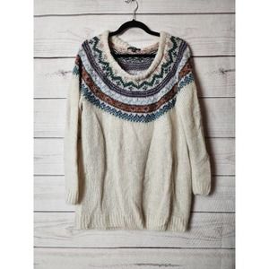 Lulus Womens‎ Pullover Sweater Multicolor Nordic Fair Isle Knit Long Sleeve M